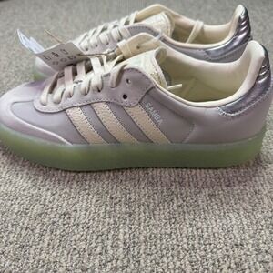 NWT Adidas Sambae W Platform Sneakers Women's 6.5 Grey Silver Mint Translucent